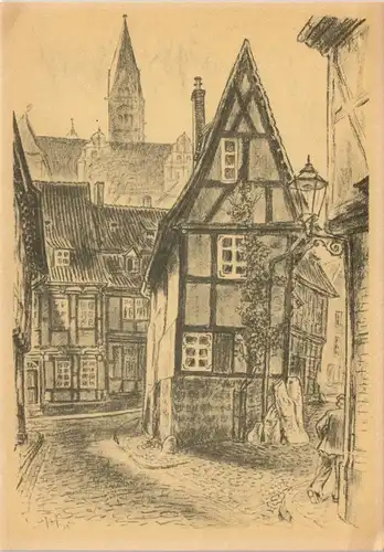 Ansichtskarte Quedlinburg Finkenherd nach Kreidezeichnung von K. Hedloh 1930