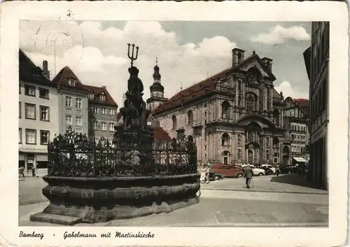 Ansichtskarte Bamberg Gabelmann mit Martinskirche 1955
