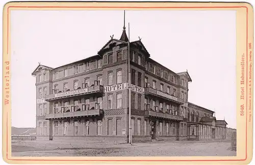 Westerland-Sylt CDV Kabinettfoto Hotel Hohenzollern 1895 Kabinetfoto