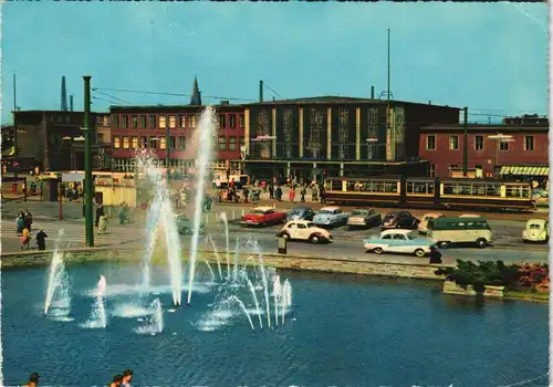 Dortmund Hauptbahnhof Bahnhof, Tram Straßenbahn, Autos ua. VW Käfer 1962