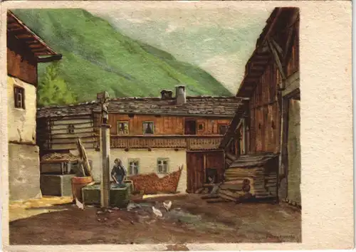 Ansichtskarte  Auf dem Bauernhof - Künstlerkarte 1942