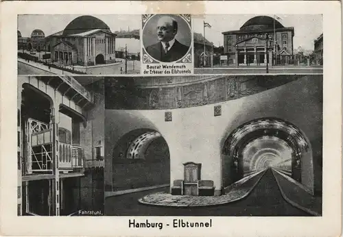 Ansichtskarte St. Pauli-Hamburg Elbtunnel - Baurat Wendemut MB 1930