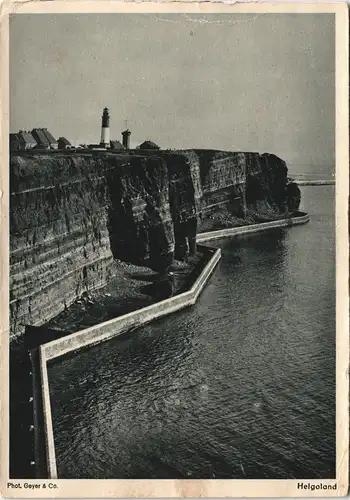 Ansichtskarte Helgoland (Insel) Mauer und Leuchtturm 1928