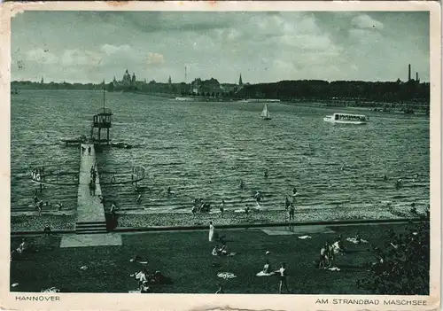 Ansichtskarte Döhren-Wülfel-Hannover Maschsee, Steg Sprungturm 1938