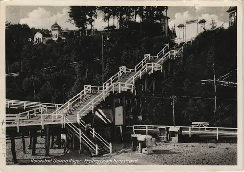 Ansichtskarte Sellin Rügen Freitreppe am Badestrand 1964