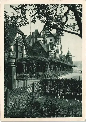 Ansichtskarte Assmannshausen am Rhein-Rüdesheim (Rhein) Gasthaus Krone 1938