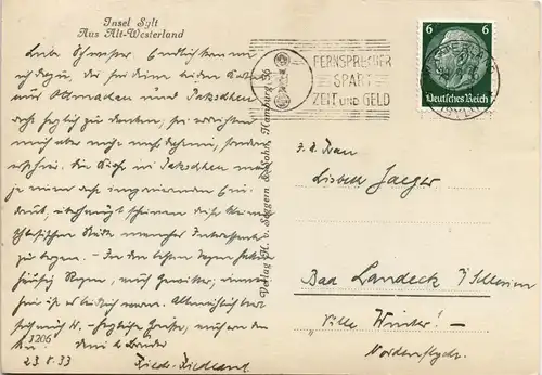 Ansichtskarte Westerland-Sylt Bauernhäuser aus Alt 1938