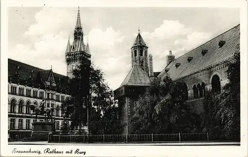 Ansichtskarte Braunschweig Rathaus mit Burg 1958