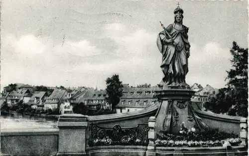 Ansichtskarte Bamberg Untere Rathausbrücke, St. Kunigunde 1957