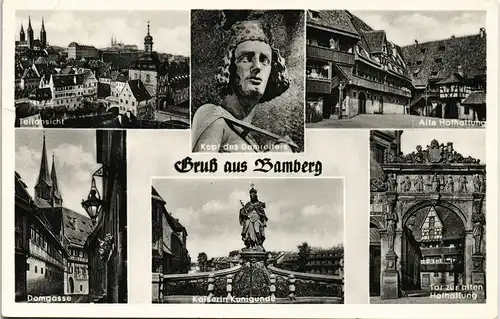 Ansichtskarte Bamberg MB: Teilansicht, Domgasse, etc 1956
