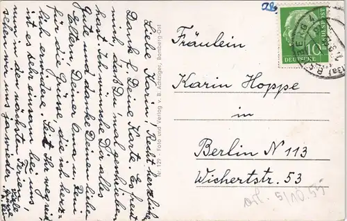 Ansichtskarte Bamberg MB: Teilansicht, Domgasse, etc 1956