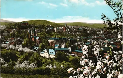 Ansichtskarte Siegen Baumblüte - Stadtpanorama 1968