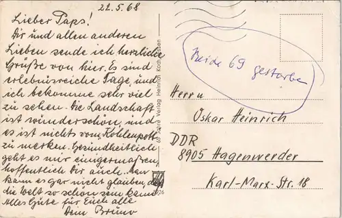 Ansichtskarte Mülheim an der Ruhr MB: Fluß, Schiffe und Brücken 1968