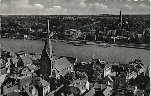 Ansichtskarte Flensburg Blick über die Stadt 1958
