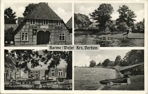 Ansichtskarte Barme-Dörverden Gast- u. Kurhaus Weserlust 1951