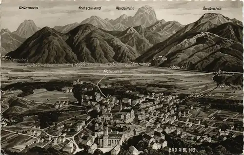 Ansichtskarte Bad Aibling Panorama-Ansicht mit Alpen Bergkette 1959