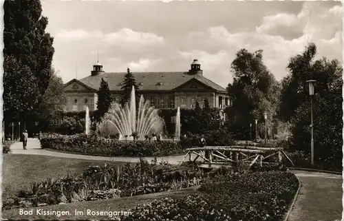Ansichtskarte Bad Kissingen Partie Im Rosengarten, Wasserspiele 1962