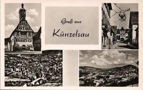 Ansichtskarte Künzelsau Mehrbildkarte mit 4 Echtfoto-Ansichten 1954