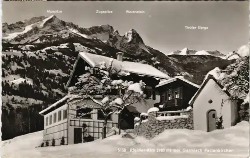 Ansichtskarte Garmisch-Partenkirchen Umland-Ansicht mit Pfeiffer-Alm 1965