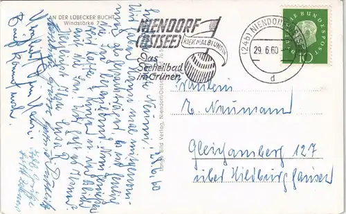 Lübeck Lübecker Buch bei Windstärke 7 1960   gelaufen mit Stempel NIENDORF