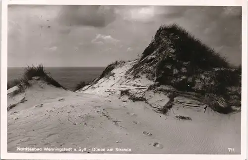 Ansichtskarte Wenningstedt-Braderup (Sylt) Dünen Partie am Strand 1954