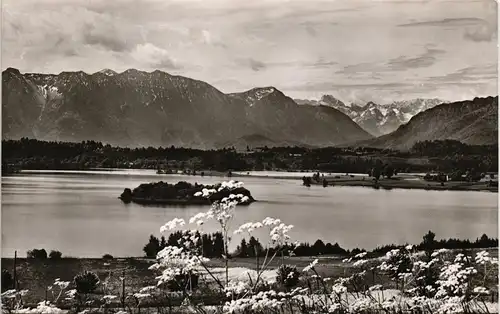 Ansichtskarte Uffing am Staffelsee Staffelsee und Berg Panorama 1960