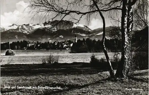 Ansichtskarte Seeshaupt Blick auf Seeshaupt mit Benediktenwand 1960
