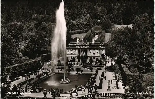 Ansichtskarte Linderhof-Ettal Schloss Linderhof Wasserspiele im Park 1960