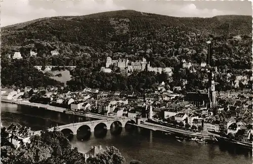 Ansichtskarte Heidelberg Panorama mit Blick auf den Königsstuhl 1960