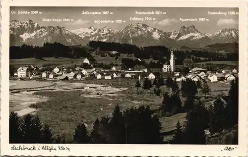 Lechbruck am See Panorama-Ansicht mit Blick Allgäu Alpen Berge 1955