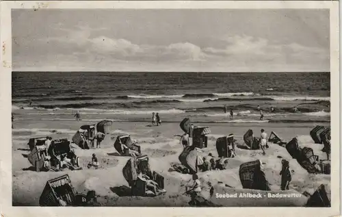 Ansichtskarte Ahlbeck (Usedom) Strand Ostsee Badewetter DDR AK 1955/1954