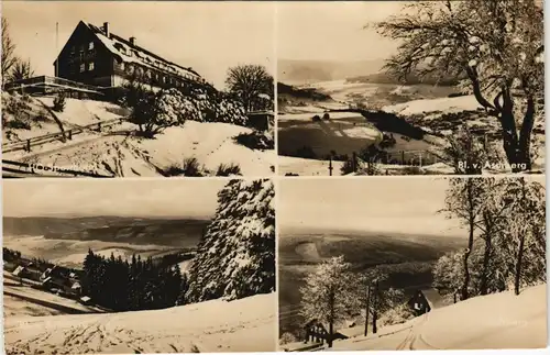 Klingenthal DDR Mehrbild-AK mit HO-Sporthotel Waldgut Aschberg 1959/1958