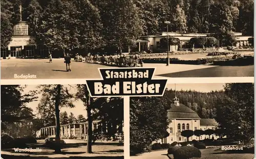 Ansichtskarte Bad Elster DDR Mehrbild-AK mit Badeplatz, Wandelhalle 1965/1964