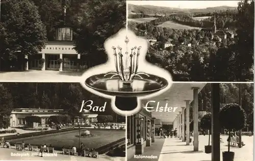Bad Elster DDR Mehrbild-AK mit 4 Ansichten ua. Badeplatz Badecafé 1970/1968