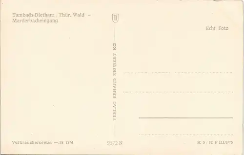 Tambach-Dietharz Marderbacheingang Thüringer Wald DDR Ansicht 1962