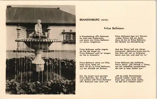 Brandenburg an der Havel Wasserspiele Brunnen Fritze Bollmann (Text/Verse) 1961