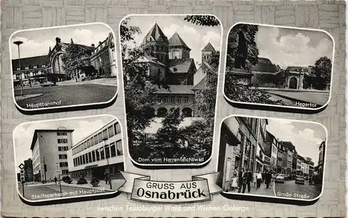 Osnabrück Mehrbild-AK mit Hauptbahnhof, Hegertor, Sparkasse mit Post uvm. 1962