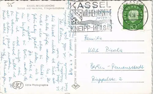 Bad Wilhelmshöhe-Kassel Cassel Schloß und Herkules, Fliegeraufnahme 1959