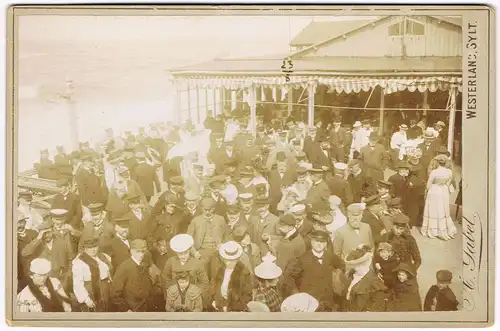 Westerland-Sylt Belebte Gaststätte - CDV Kabinettfoto 1903 Kabinetfoto