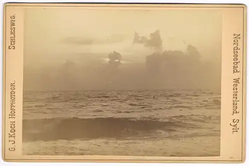 Westerland-Sylt Stimmungsbild, Wellen - Kabinettfoto CDV 1880 Kabinetfoto