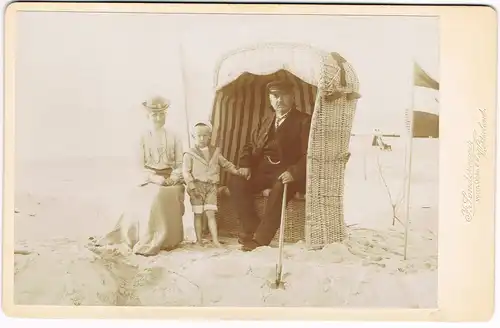 Westerland-Sylt Familie im Strandkorb CDV Kabinettfoto 1890 Kabinetfoto