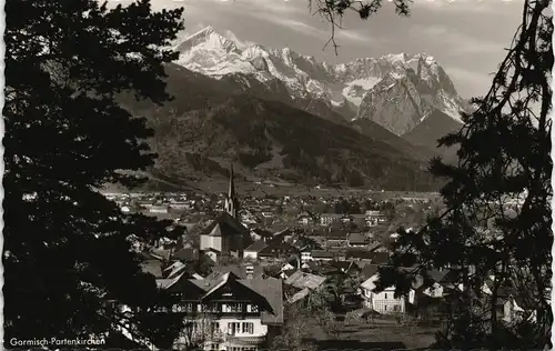 Garmisch-Partenkirchen Panorama-Ansicht Stadt und Alpen Fernansicht 1965