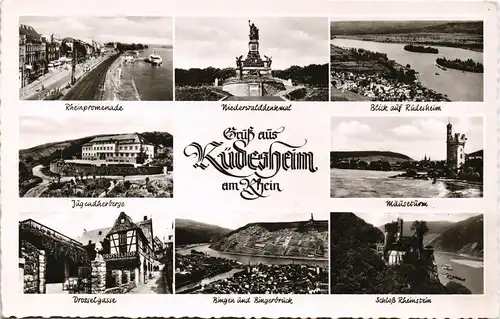 Rüdesheim (Rhein) Gruss-Aus-Mehrbild-AK mit 8 Foto-Ansichten 1960