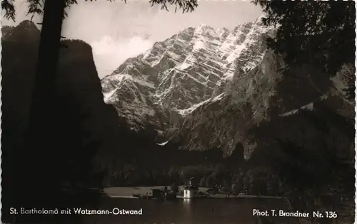 St. Bartholomä-Schönau am Königssee See Partie Blick zum Watzmann 1961