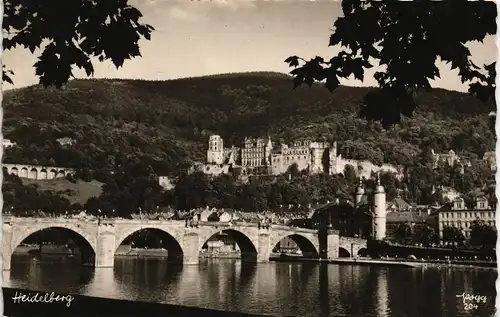Heidelberg Panorama-Ansicht Neckar Brücke Fernblick Schloss 1963