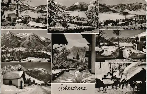 Ansichtskarte Schliersee Mehrbildkarte mit Winter-Ansichten 1963