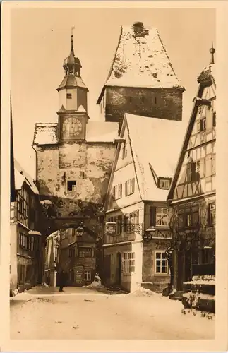 Ansichtskarte Rothenburg ob der Tauber Strassen Partie am Markusturm 1930