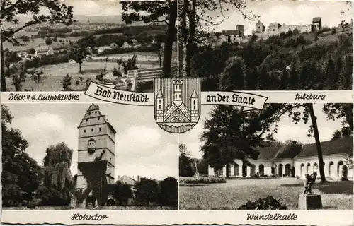 Bad Neustadt a.d. Saale Mehrbild-AK mit Salzburg, Luitpoldhöhe, Wandelhalle 1955