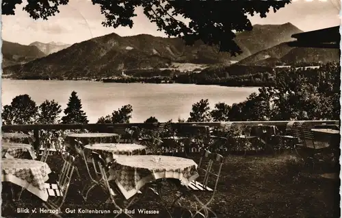 Ansichtskarte Bad Wiessee Restaurant-Café Herzogl. Gut Kaltenbrunn 1957