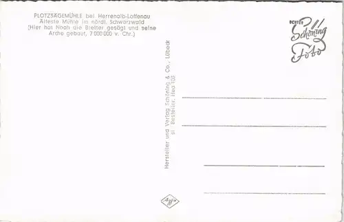 .Baden-Württemberg PLOTZSÄGEMUHLE  Herrenalb-Loftenau, Liedtext Mühle im   1960